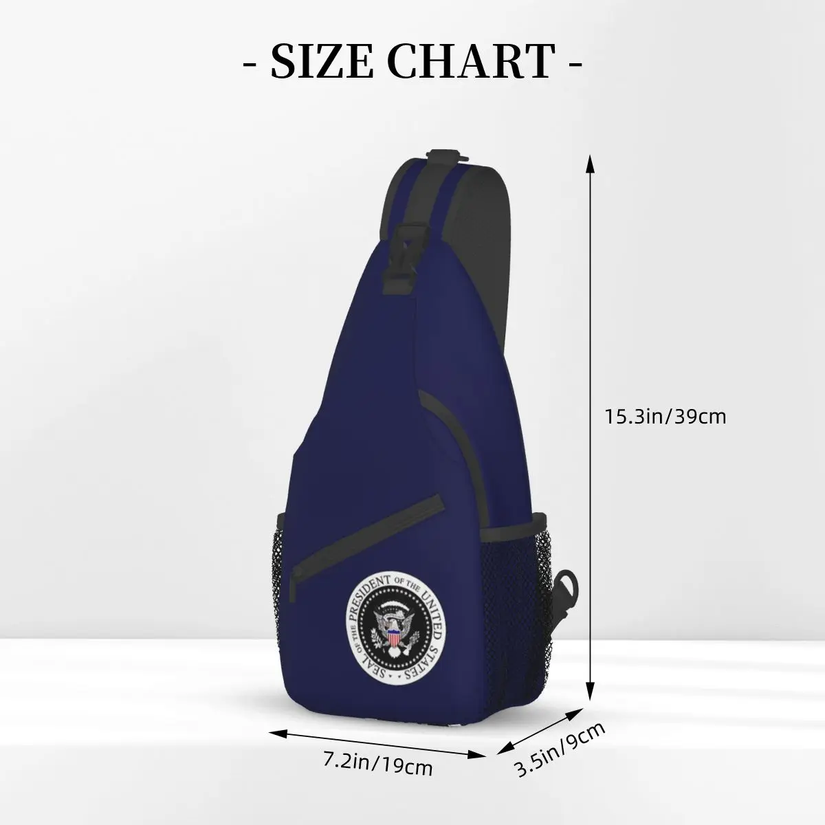 Selo presidencial americano Crossbody Sling Bag, Saco Peito Moda, Mochila de Ombro EUA Trump, Mochila para caminhadas viagens ao ar livre