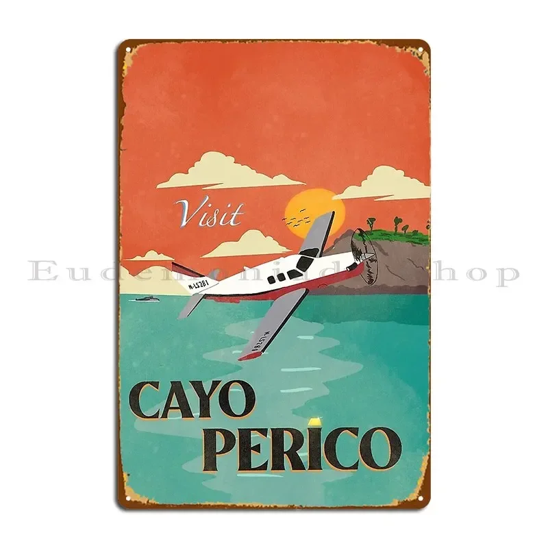 Póster Vintage Visit Caya Perico, Placa Metálica, Diseño Clásico, Mural Decorativo para Pub, Letrero de Metal