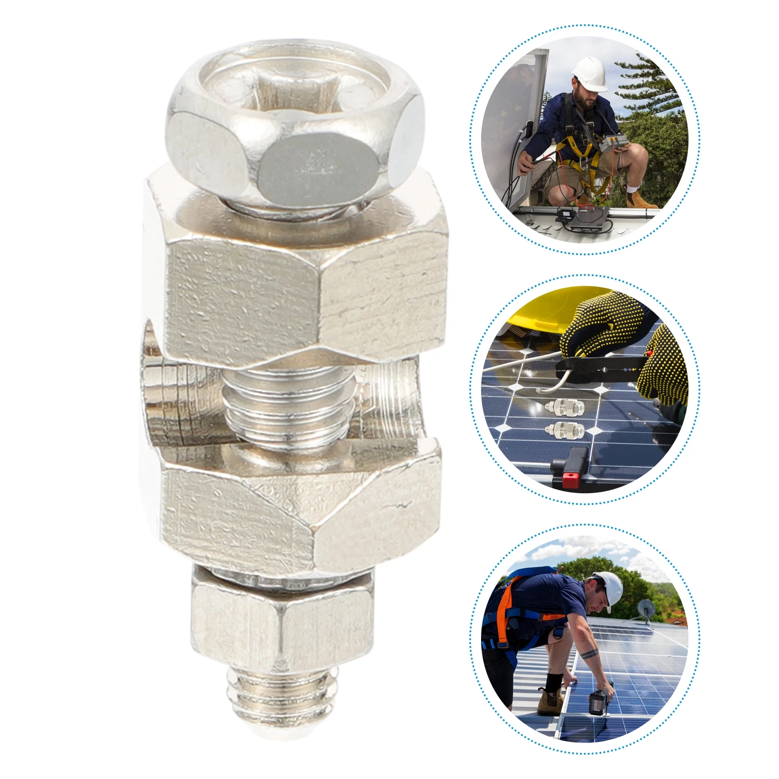

2pcs Photovoltaic Protection Grounding Clamps Copper Solar Grounding Clips Tin Plated Sturdy Bolt On Couplings