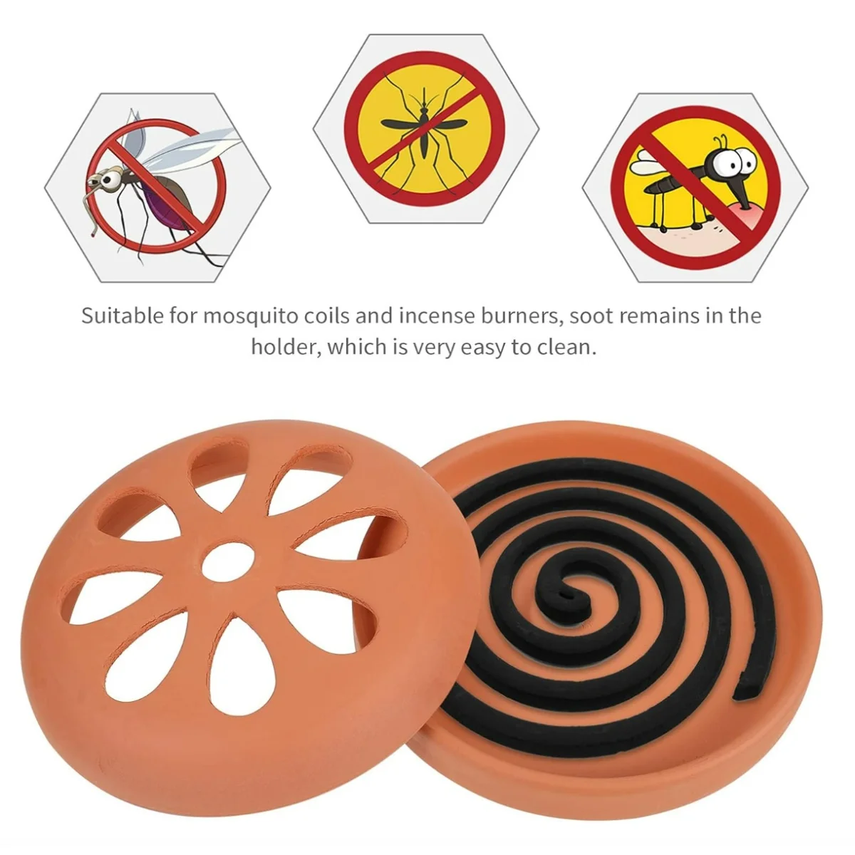 5.5Inch Terracotta Burner Portable Mosquito Coil Holder Charcoal Burner Terracotta Incense Holder Incense Burner 1pcs/Set