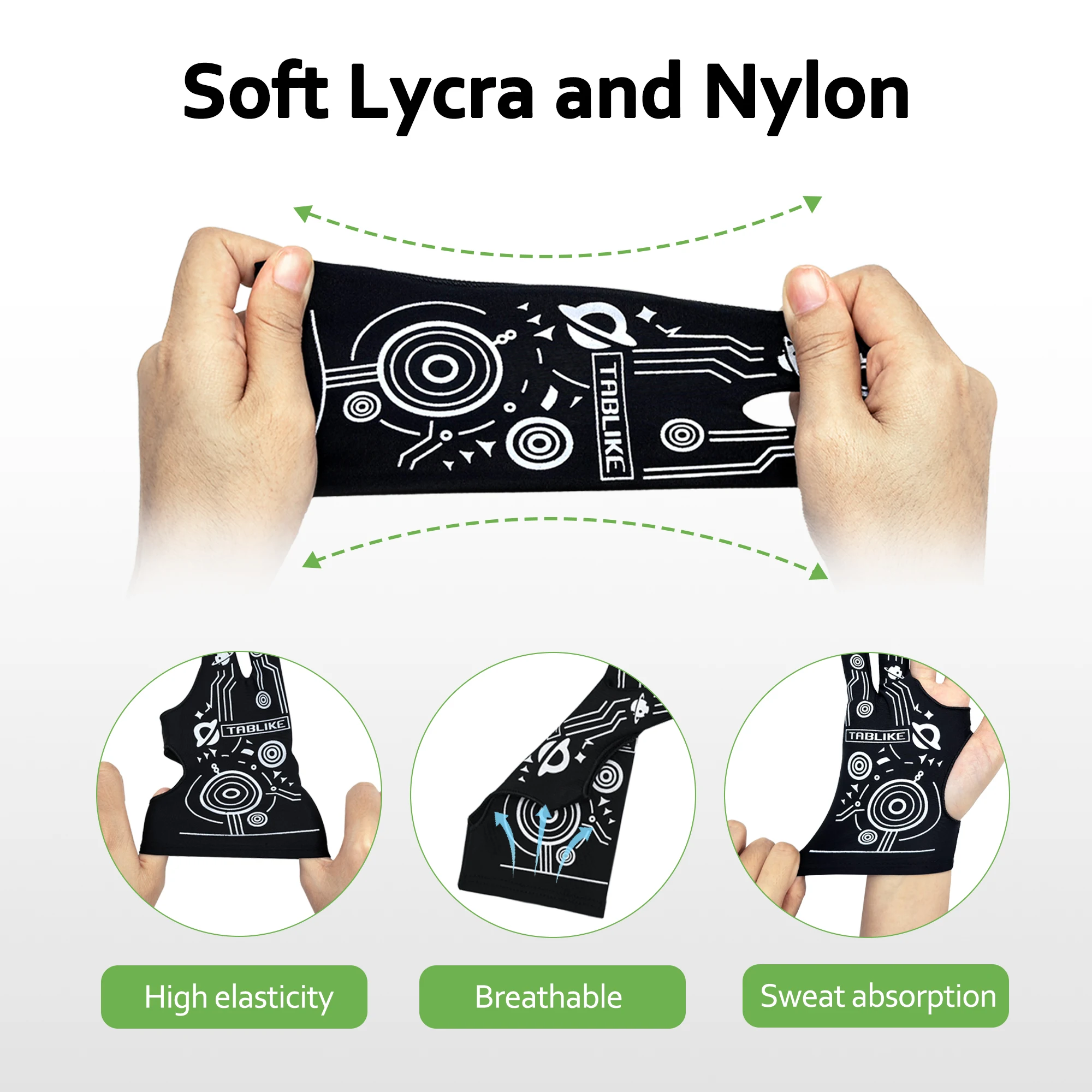 TABLIKE Drawing Glove,Two-Finger Artist Glove with Cool Space Designs Suitable for Right &Left Hand for Xppen Huion Wacom Tablet