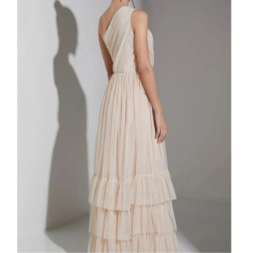 Muloong One-shoulder Ankle-Length Women Elegant And Pretty Luxury Prom Dress