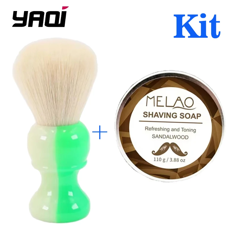 

YAQI JANUS BIFRONS 24mm Synthetic Cashmere Knot Mens Shaving Brush With Dark Seen Handle and Shaving Soap Kit