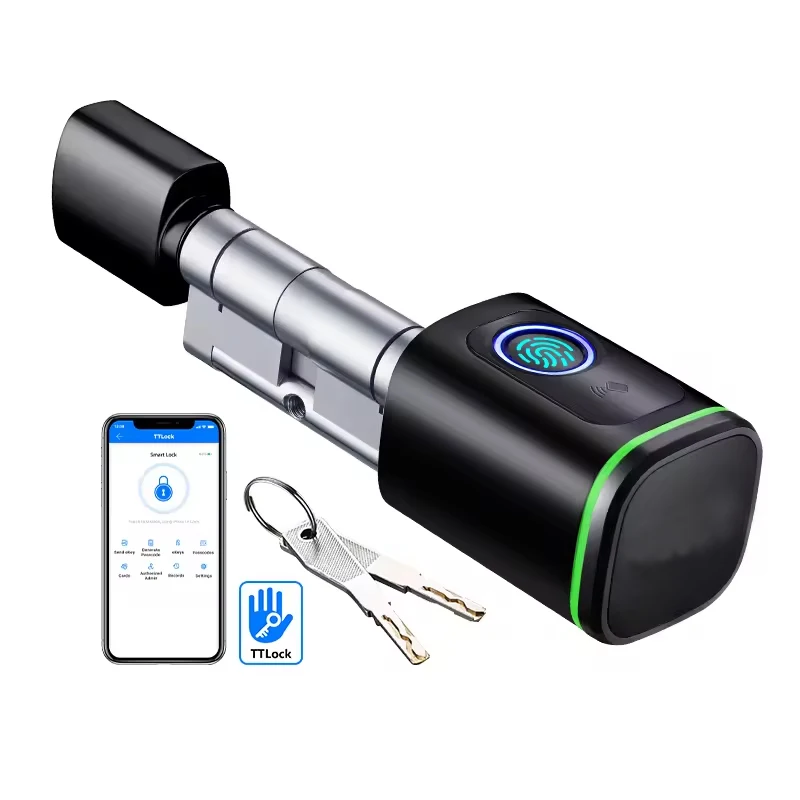 European Tuya APP Remote Keyless Fingerprint Replacement  Wireless Smart Cylinder Door Lock