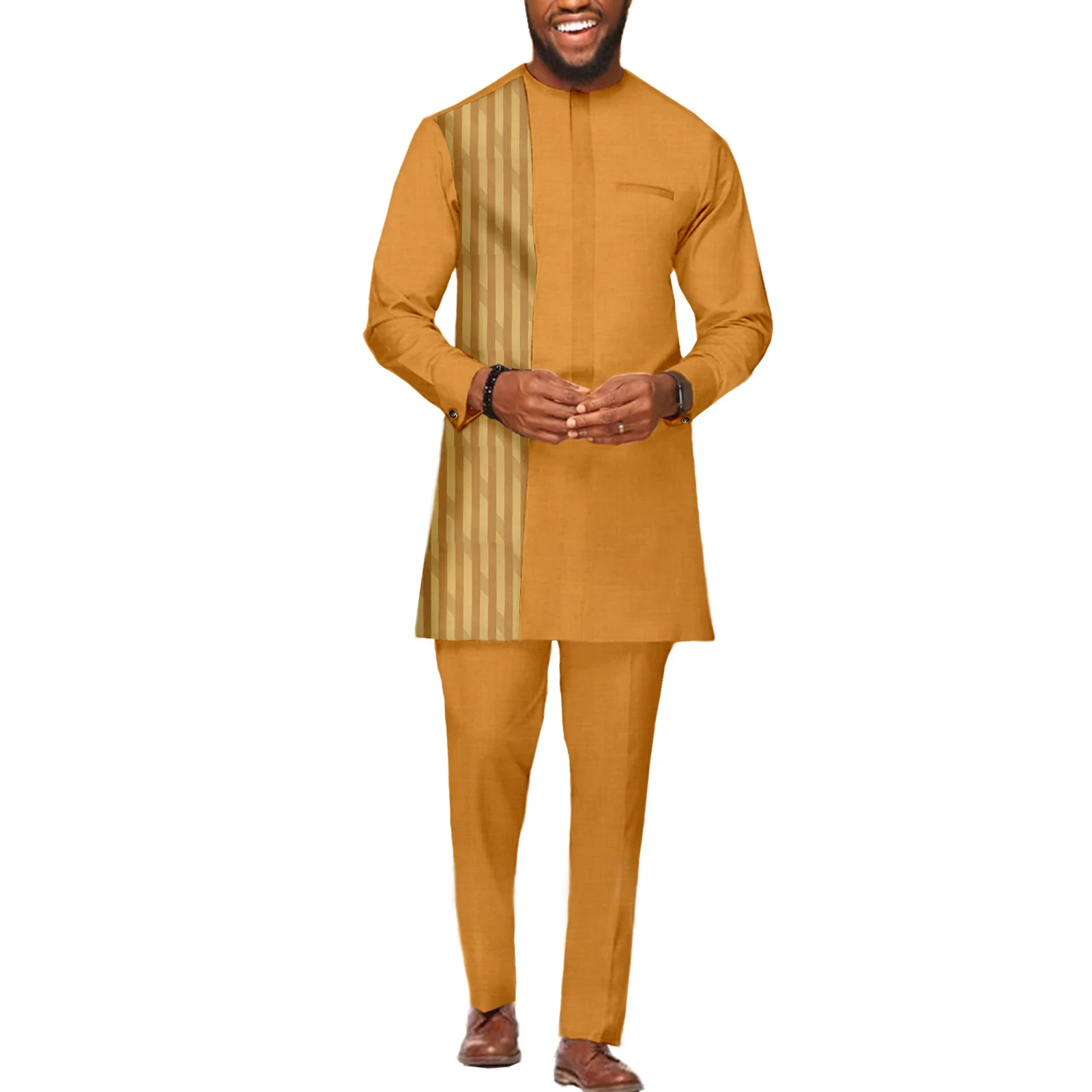 SEA&ALP African Men Set Two Piece Suit Dashiki Top Pant Tracksuit Fashion Outfit for Party wedding