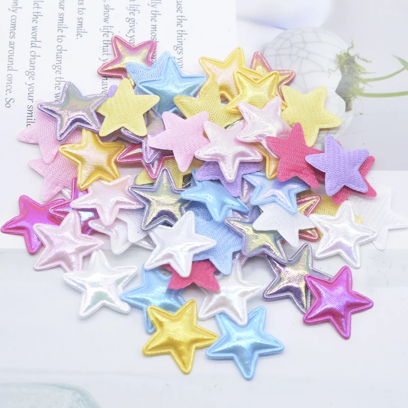 100Pcs 25mm Colorful Star Applique for Handmade Hat Crafts Clothes Sewing Patches DIY Headwear Clips Bow Decor Accessories