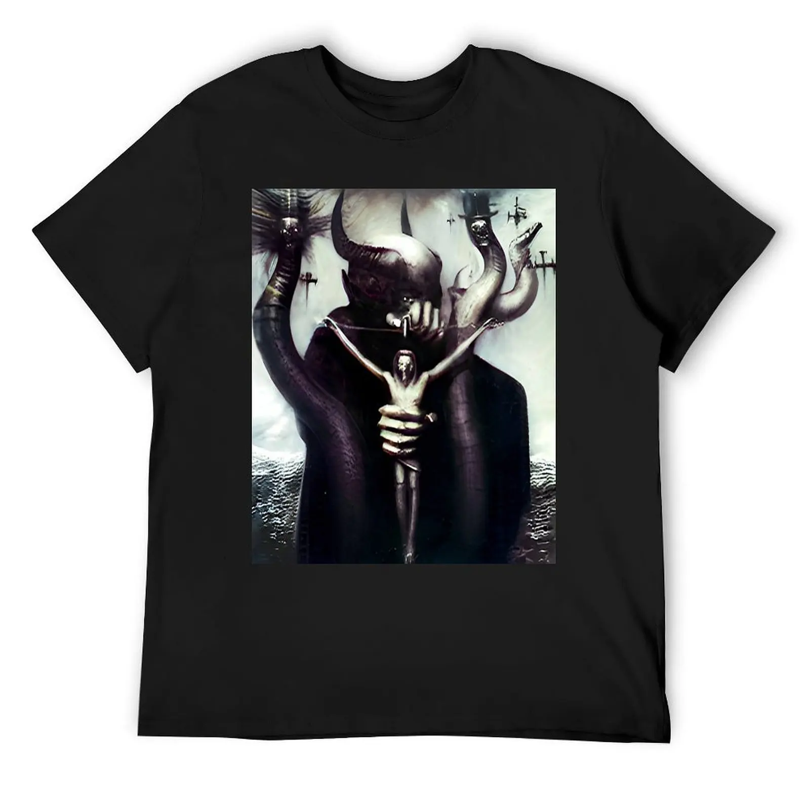 

HR Giger Satan T-Shirt Luxury man quick drying cute clothes heavyweights mens graphic t-shirts