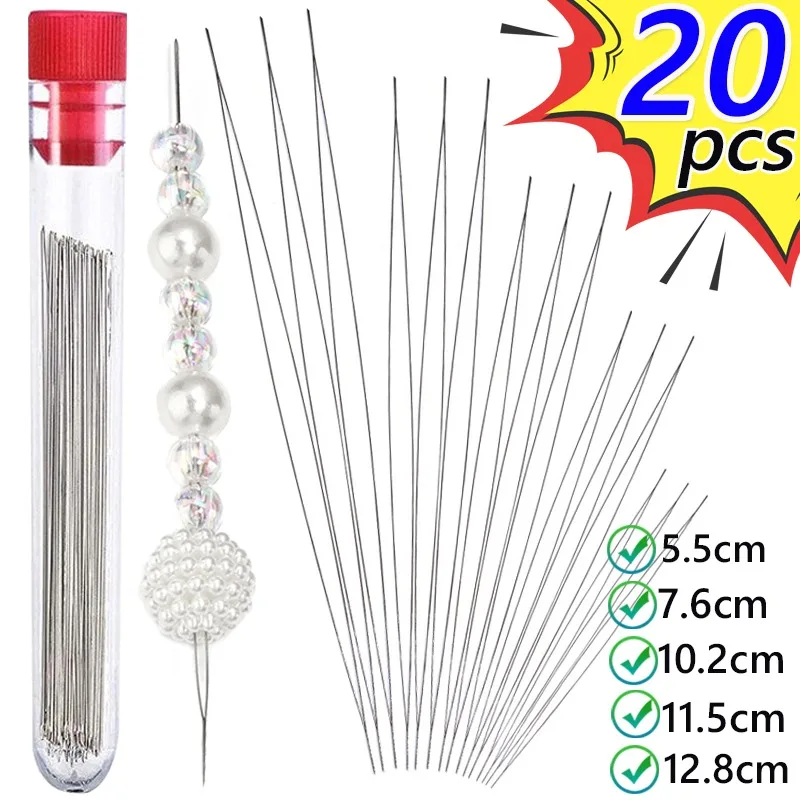 

20pcs Beading Needles Seed Beads Needles Big Eye DIY Beaded Collapsible Beading Pins Open Needles for Jewelry Making Tools