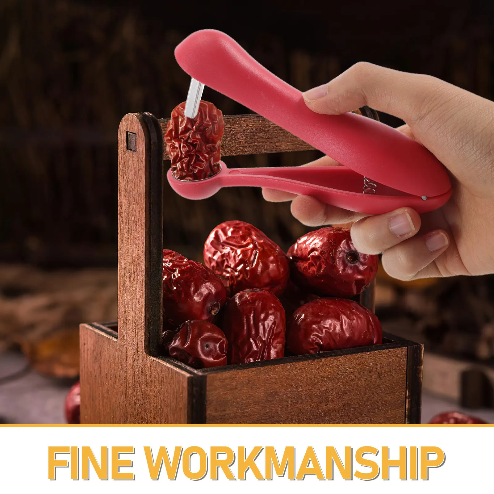Red Date Pitter Tool – Ergonomic Handheld Fruit Corer for Jujube, Cherry, Olive, Plum, Grapes & Berries