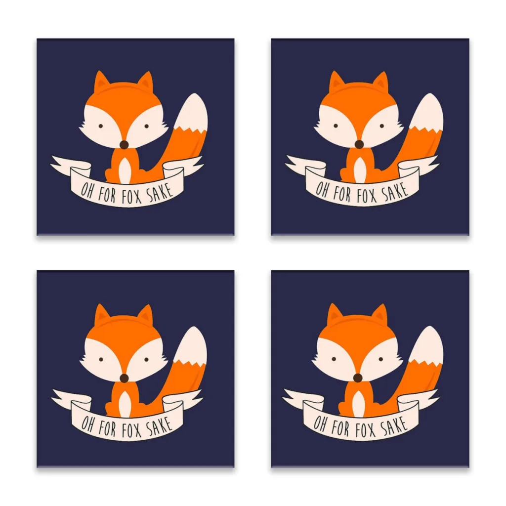 

Oh For Fox Sake Coasters for Drinks, Absorbent Ceramic Stone Coasters Set of 4