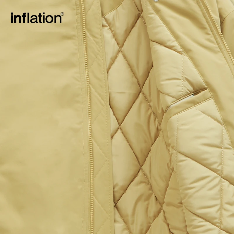 INFLATION Colorblock Detachable Hooded Bomber Coat Men Winter Warm Fake Two Pieces Cotton Padded Baseball Jacket