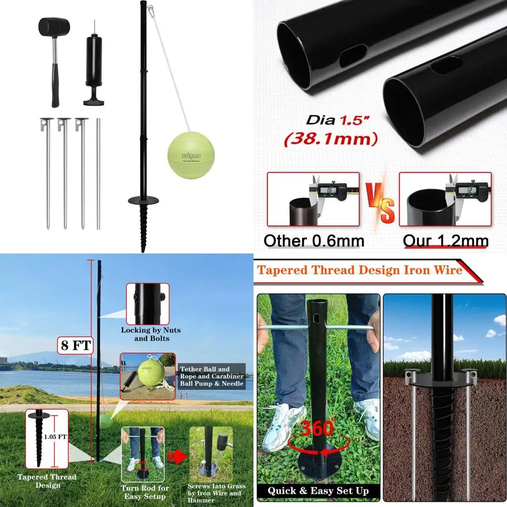 مجموعة كرات ربط محمولة مع كرة ربط متوهجة في الظلام، حبل وعمود، مجموعة عمود كرة ربط شديدة التحمل لمتعة العائلة، خارج #1