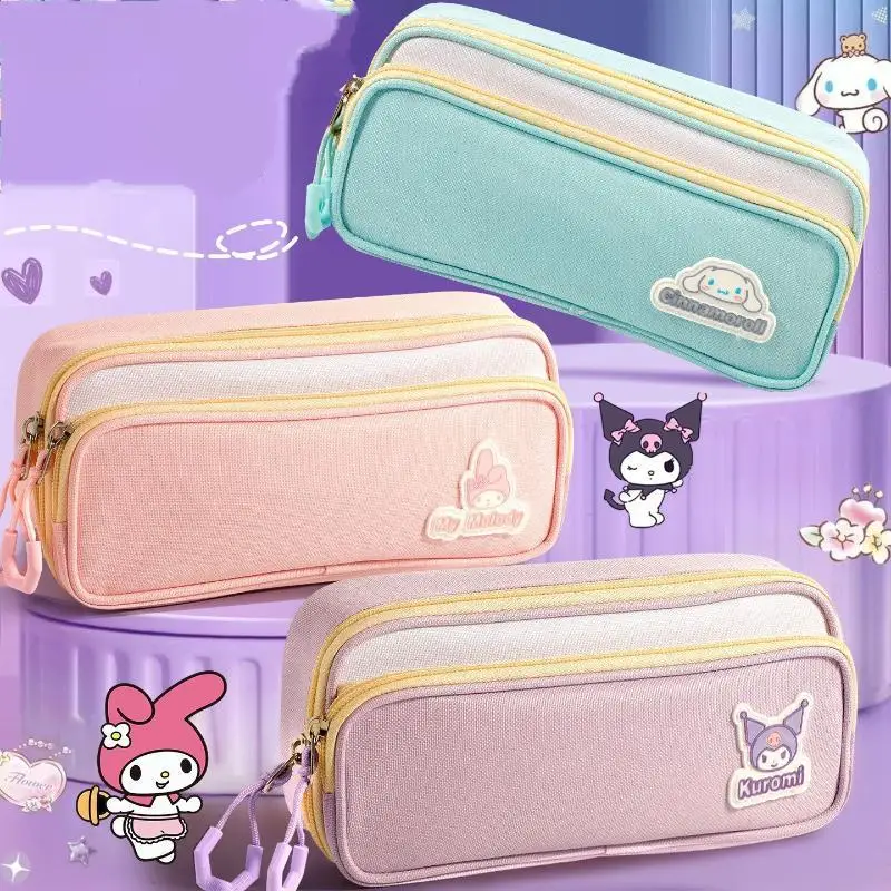 

Sanrio пенал-пенал My Melody Cinnamoroll Kuromi студенческий милый модный портативный большой емкости для хранения канцелярских принадлежностей новый