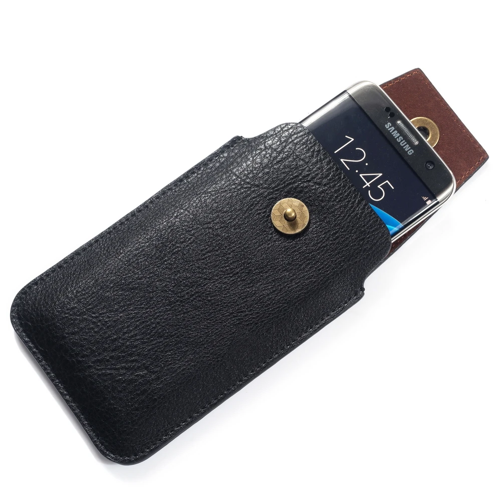 Universal Leather Mobile Phone Pouch Belt Clip Case Bag For Samsung Galaxy S20 S21 S22 S23 S24 Ultra A52 A53 A14 A34 A54 Cover