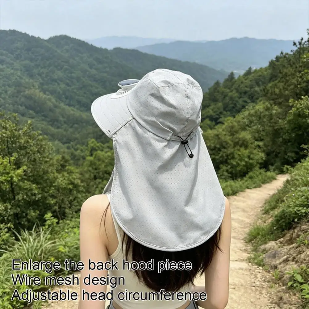 Construction Work Hat Solar Fan Hat Fisherman Hat with Face Guard Shawl Solar-powered Built-in Fan Cap Upf 50 for Outdoor