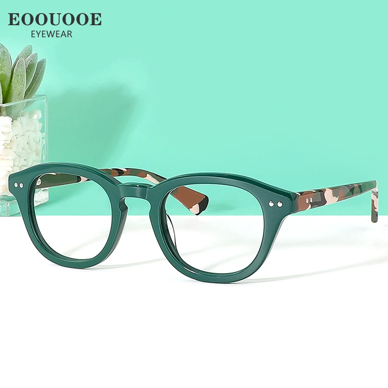 EOOUOOE Tortoise Acetate Glasses Frame Women Men Eyeglass Retro Optics Myopia Hyperopia Prescription Lenses Computer Eyewear