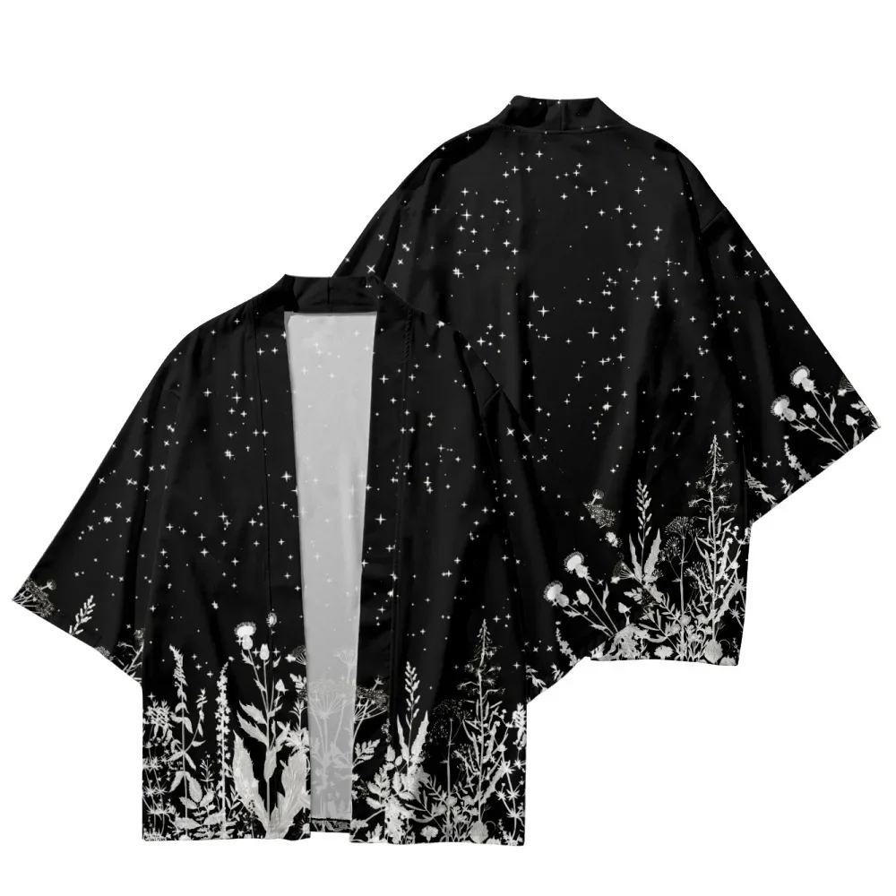 Fashion Dandelion Star Print Japanese Traditional Kimono 2024 Beach Men Women Yukata Cardigan Shirts Haori Oversized Streetwear