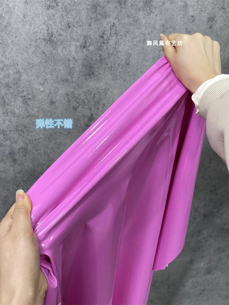 Soft Leather Fabric Rose Pink High Elasticity Waterproof Clothing Design Cloth Apparel Sewing By Meters Diy Material