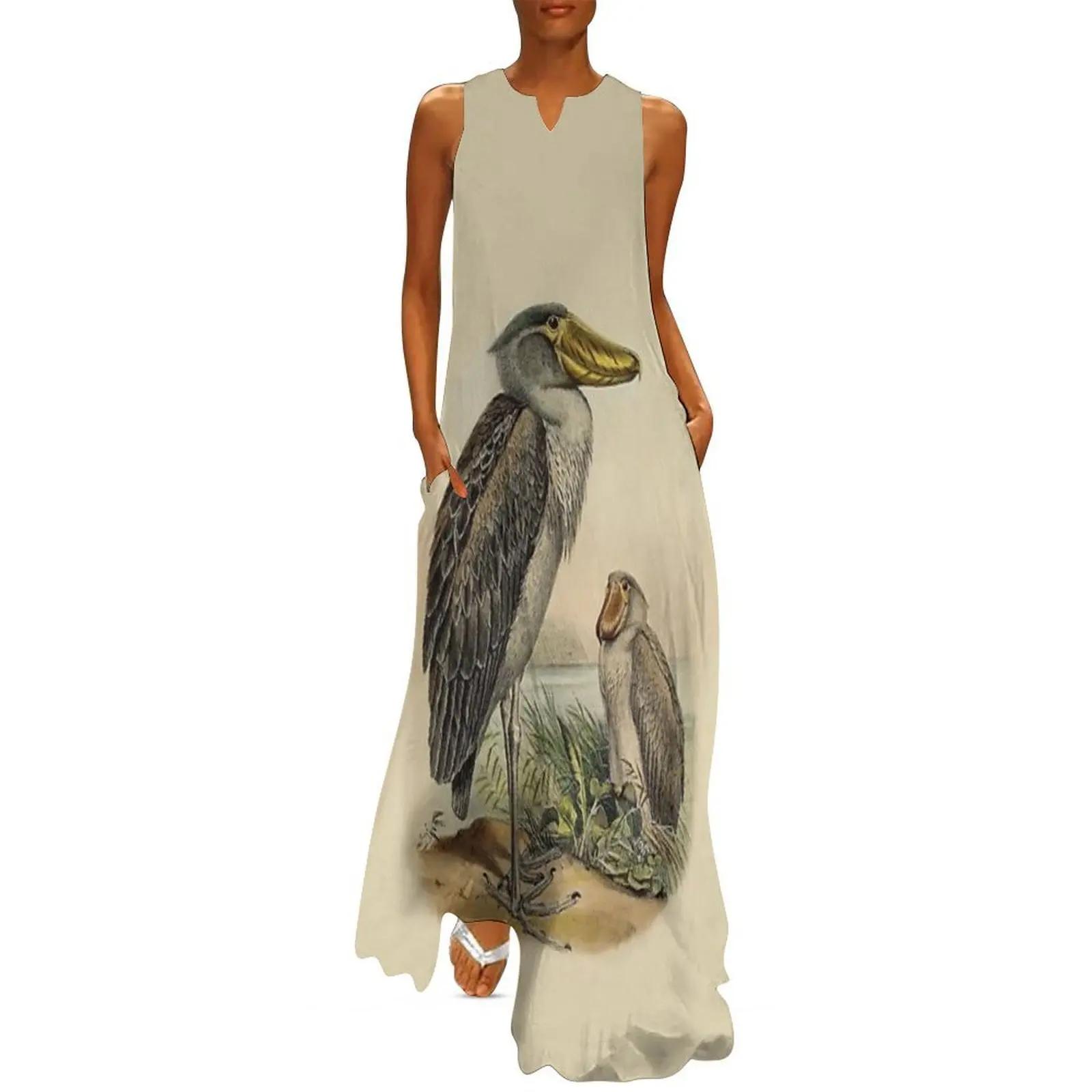 

Shoebills by J. Wolf for Zoological Society of London Long Dress Dress vintage bandage dress