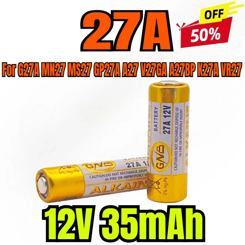 

5pcs 12V L828 27A Alkaline Battery G27A MN27 MS27 GP27A A27 V27GA A27BP K27A VR27 for Doorbells Alarm Power Remote
