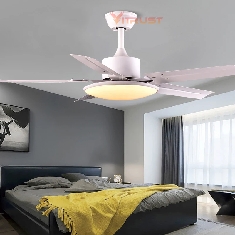 

Nordic LED Ceiling Fan With Bright Lamp Reversed 42inch 48in 52in Low Floor Remote Control Ceiling Fan Ventilator Dining Bedroom