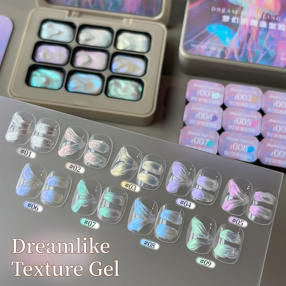 MORDDA – peinture légère satinée à 9 grilles, Gel solide, pigment pour Nail Art, sans lingette, modèles de peinture à l'huile texturée 3D pour manucure, bricolage