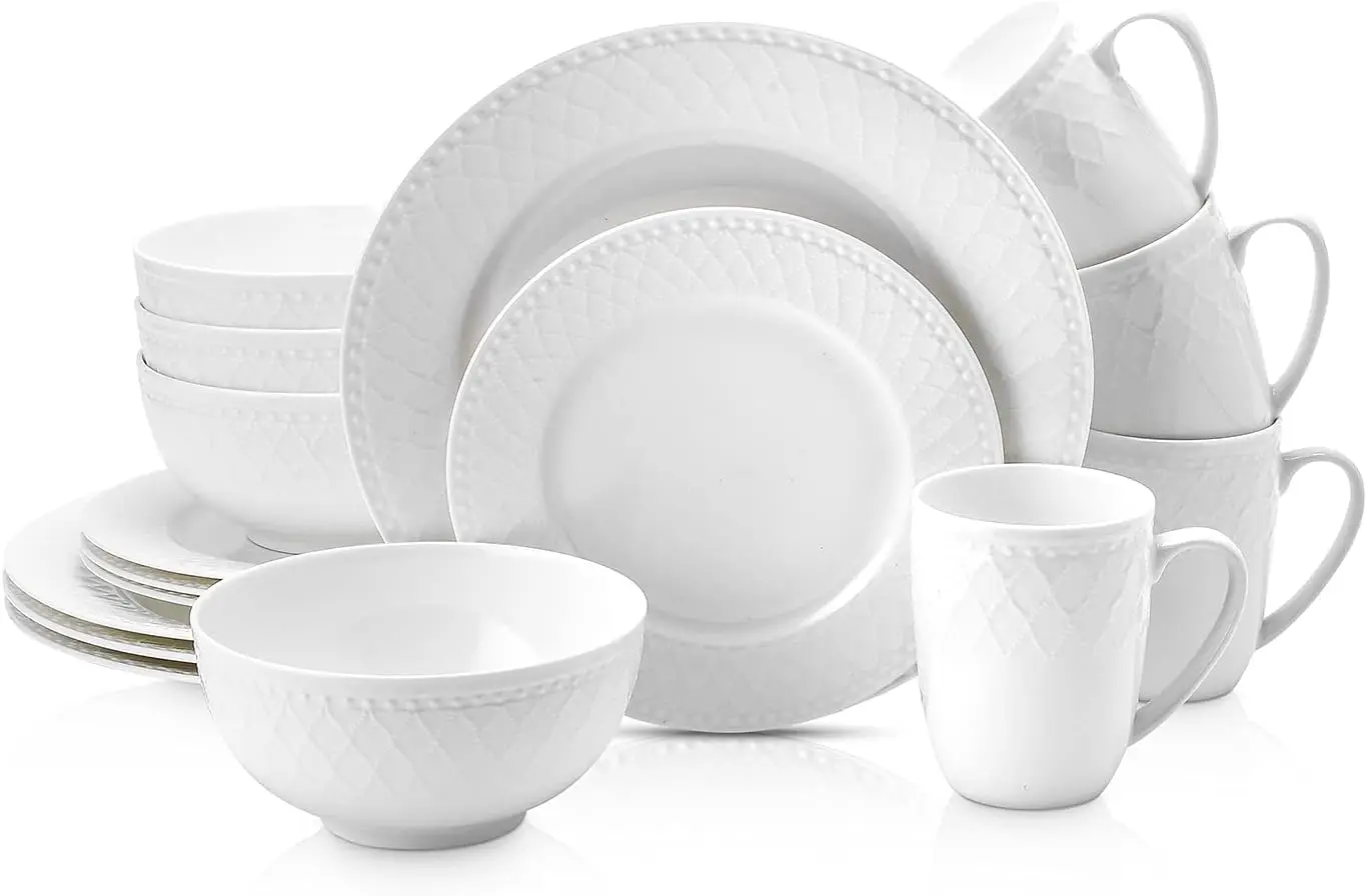

Alexandria 16-Piece Dinnerware Set Bone China, White