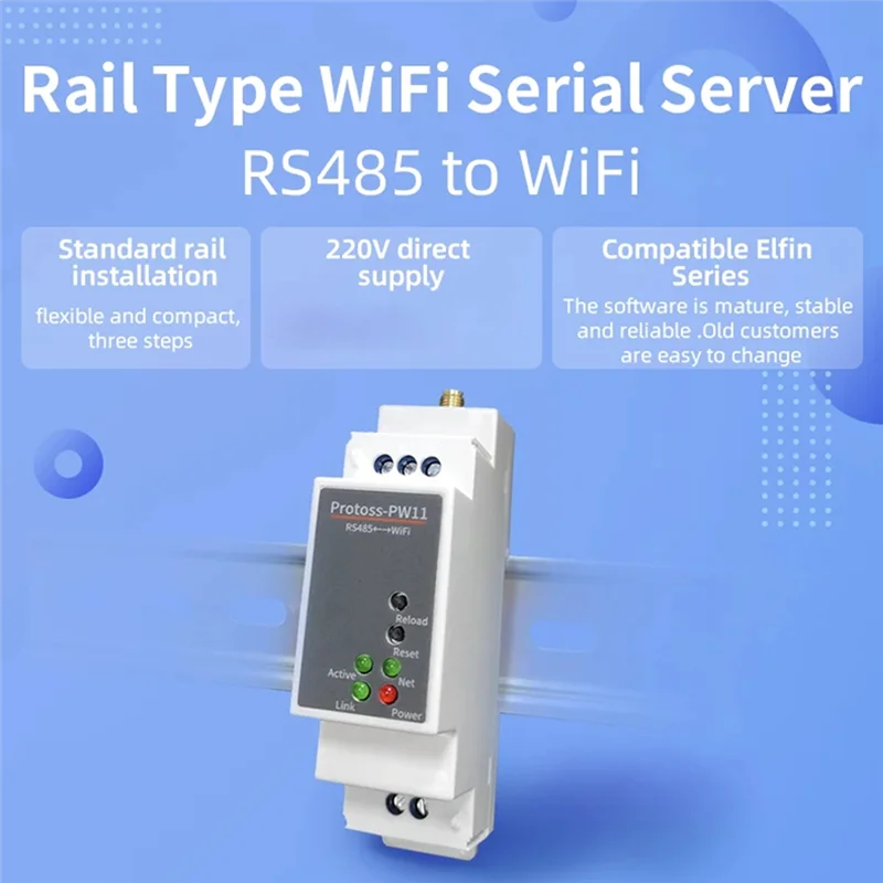 Преобразователь RS485 в Wi-Fi на DIN-рейку Alibaba Cloud Iot Источник питания постоянного тока PW11-M 9-50 В постоянного тока Сервер последовательных устройств