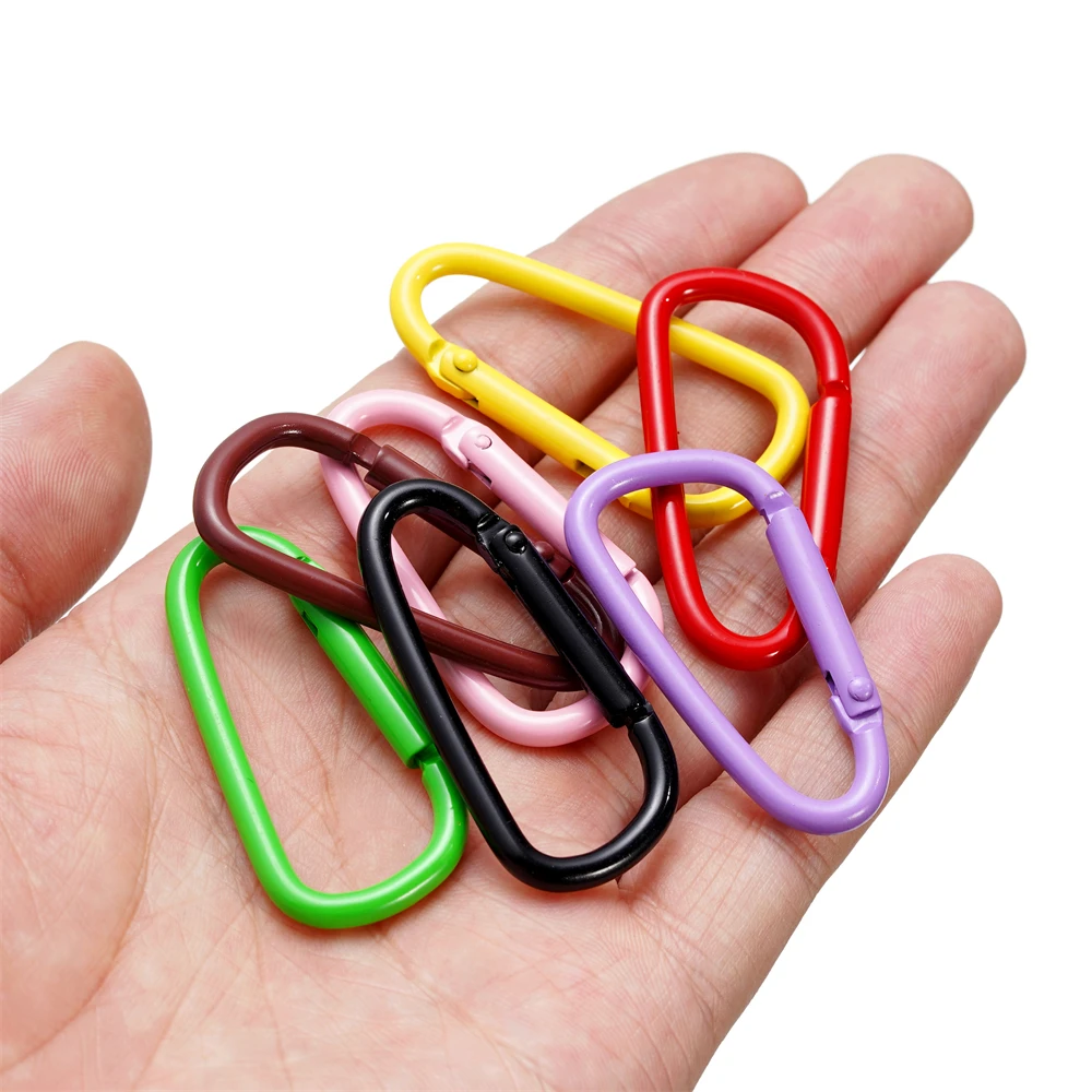 5pcs/Lot 46x23mm D Carabiner Hook Colorful Alloy Keychain Snap Clip Hooks For Making Jewelry Key Ring Connector DIY Findings