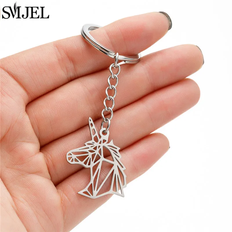 Metal Animal Pendant Keyring Fashion Unicorn Owl Butterfly Keychain Stainless Steel Key Chain Ring Accessories Creative Gift