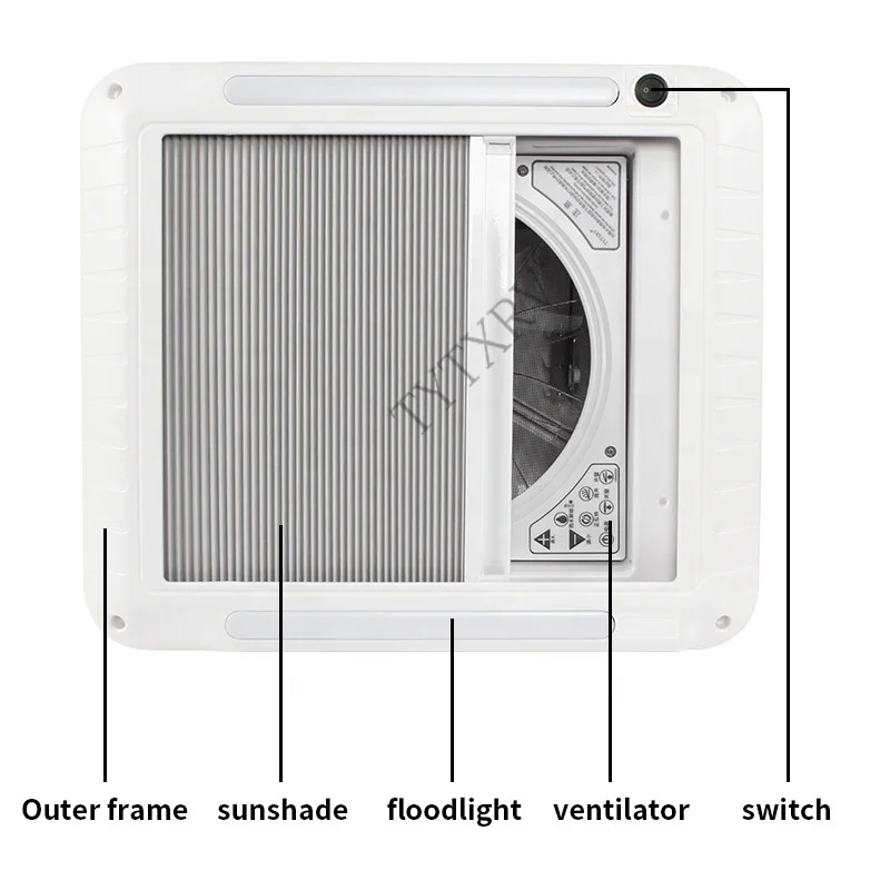 مظلة مروحة عادم OEM 12 فولت لجميع أجهزة التهوية مقاس 11 بوصة و14 بوصة مع أجزاء وملحقات أضواء الظل RV