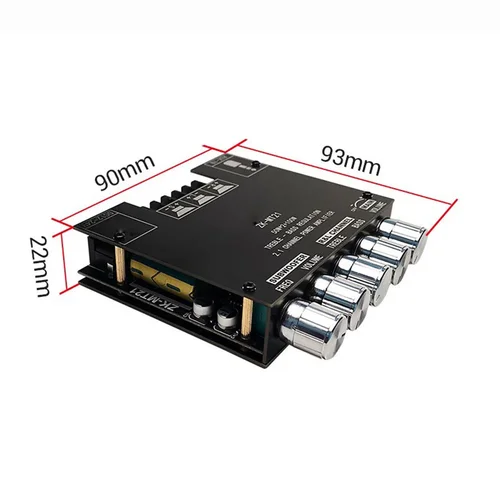 Imagen 1 del producto ZK-MT21 100W + 2*50W 2,1 canales Subwoofer placa amplificadora de potencia Digital AUX 12/24V Audio estéreo Bluetooth 5,0 Amp HiFi para el hogar