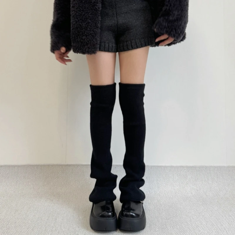 Lolita Lovely Leg Warmers Knitted Flared Leg Sleeves Student Girl Harajuku Crochet Baggy Cuffs Ankle Heap Socks Thigh High Socks