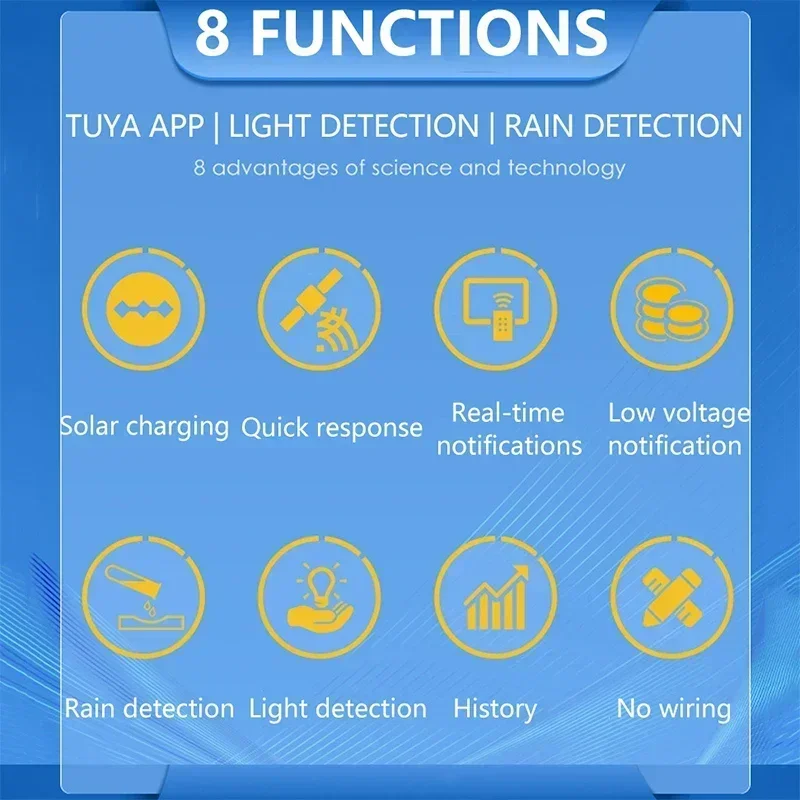 Tuya Smart Zigbee Rain Sensor مع كاشف الضوء يعمل بالطاقة الشمسية IP66 كاشف المطر المقاوم للماء في الهواء الطلق وجهاز التحكم عن بعد