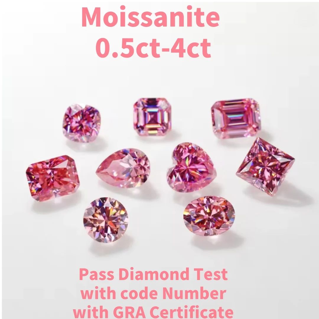 

Charm Moissanite Stone Round/Heart/Radiant Cut Brilliant 0.5ct~5ct Lab Grown Diamonds Pass test With Certificate For jewelry