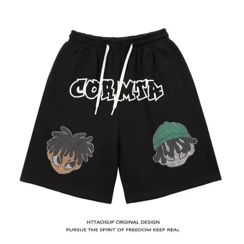 Pantalones cortos deportivos Y2k Trendyol para hombre, estampado de dibujos animados, Hip-hop, informal, Verano