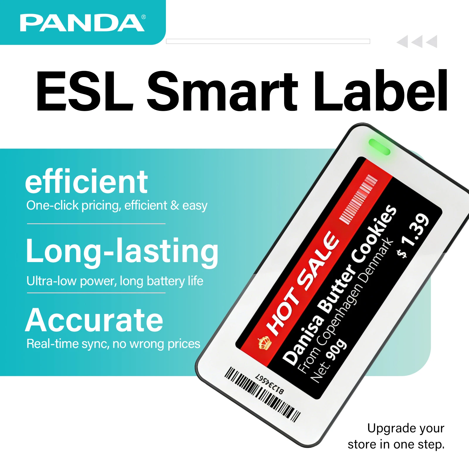 

PANDA Eink Screen Price Tag Price 2.9 inch NFC low power LED light shelf tag for supermarket electronic price tags