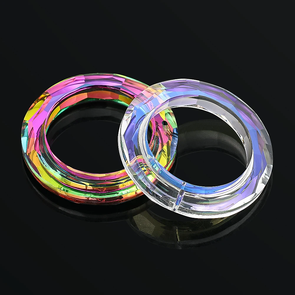 

1PC 50MM Rainbow AB Color Cirque Circle Round Glass Crystal Pendant Faceted Prism Ring Aurora Suncatcher Chandelier Curtain Part