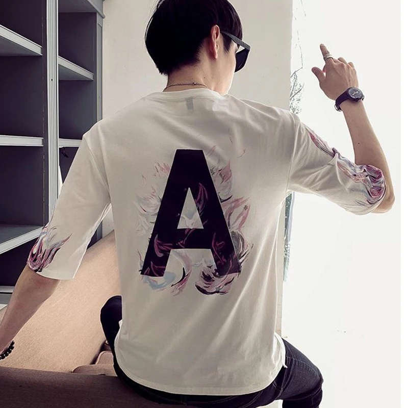 

Fashion O-Neck Casual Printed Letter T-Shirts Men's Clothing 2024 Summer New Loose All-match Pullovers Tops Korean Tee Shir