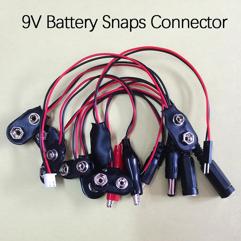 

1pc 9V Battery Snaps Connector Versatile 9V Battery Holder I/T Type Soft/Hard Shell Alligator Clip DC 5521 Male/Female Adapter