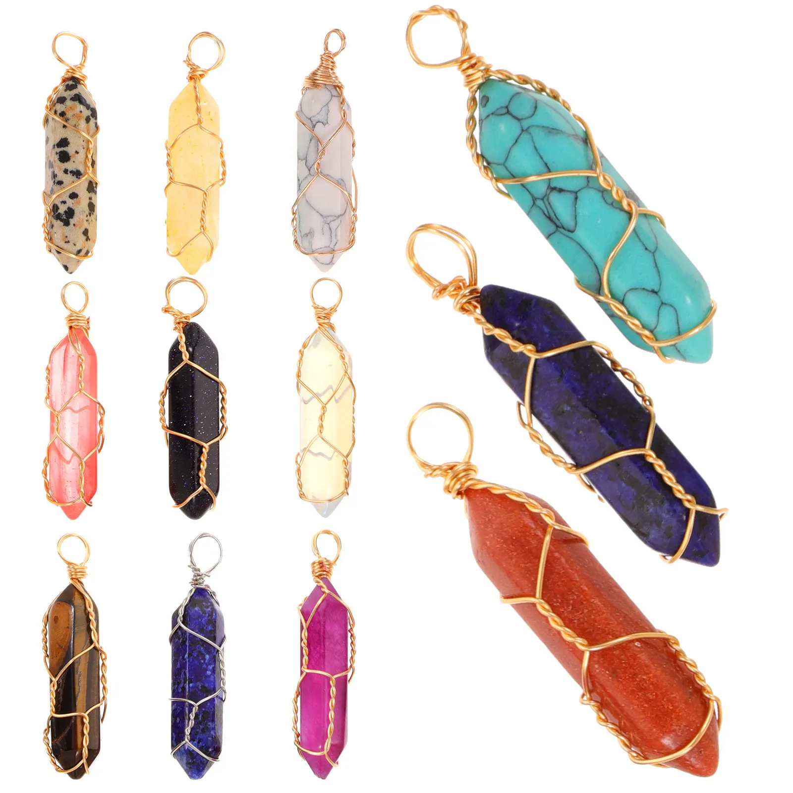

12Pcs Crystal Agate Hexagonal Pendant DIY Jewelry Making Craft Decoration Necklace Bracelet Accessory Hanging Ornament Charm
