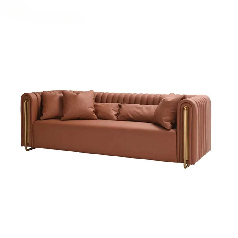 Nordic Modern Casual Leather KTV Sofa New Light Luxury Sales Department Negotiation Sofa Simple Hotel Living Room Sofa
