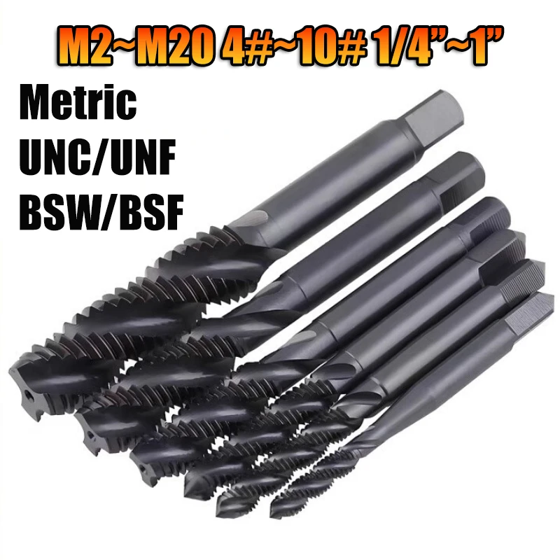 

1 шт., метчики со спиральной канавкой, прямой машинный винт и заглушка, метчик для стального материала M2 ~ M20, аппаратный инструмент