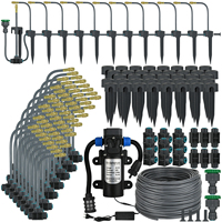 Greenhouse Drip Irrigation Kit 5M-30M 360° Bendable Mist Brass Cooling Sprinkler Self-priming Pump Garden Watering System Bonsai