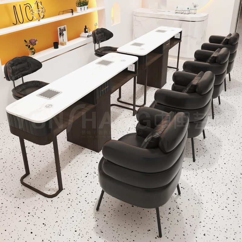 Nordic Design Workstation Nail Desk Professionals Art Black Aesthetic Modern Manicure Table Vacuum Cleaner Nageltisch Furniture