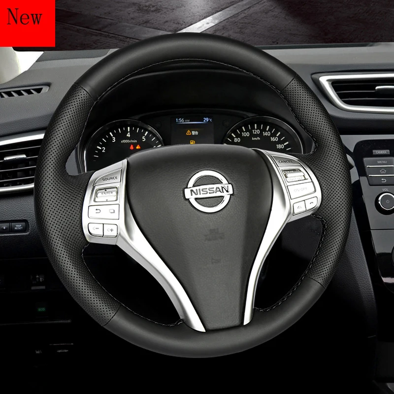 Customized DIY Hand-Stitched Leather Car Steering Wheel Cover for Nissan Murano Teana Qashqai Car Accessories