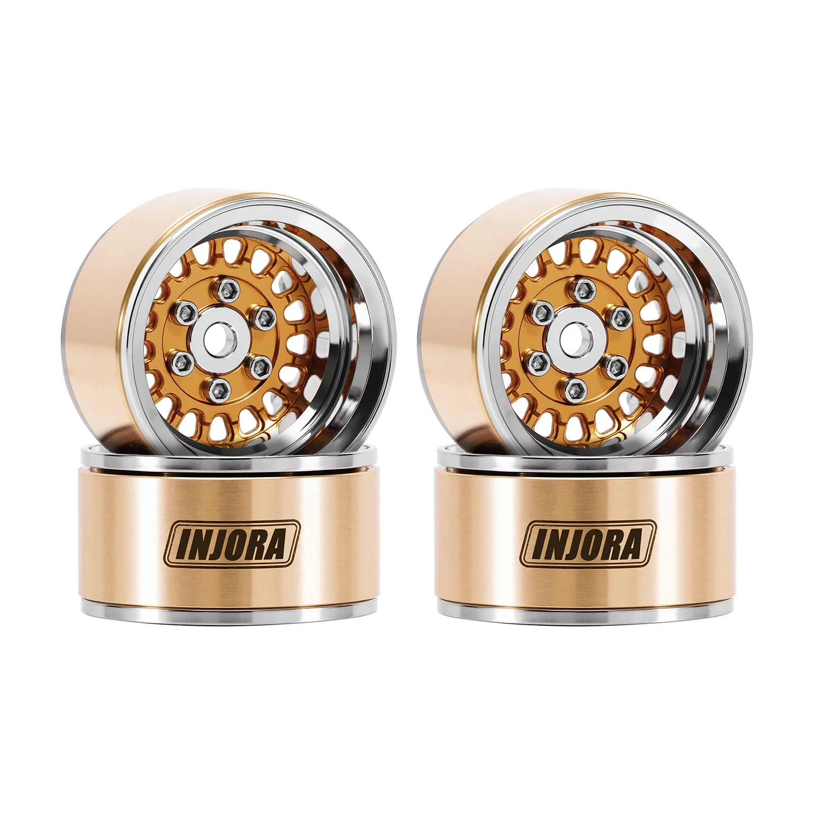 INJORA ModuWheel 1,0" messing en aluminium Beadlock-wielen voor 1/18 1/24 RC-crawlers