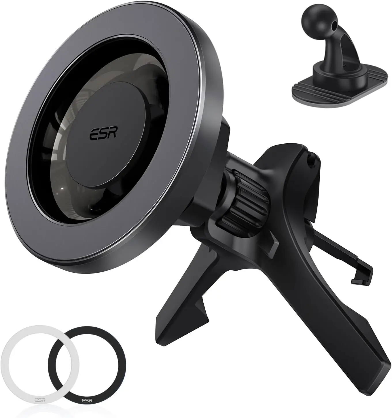 

Magnetic Car Phone Holder for Air Vent, Compatible with iPhone and Samsung Smartphones, Includes 2 Metal Rings