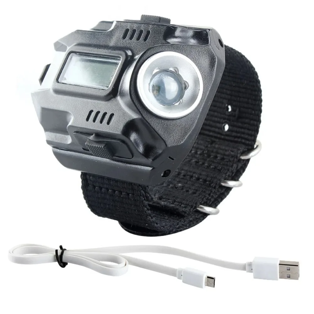 Portable Tactical LED Wrist Watch Flashlight Display Rechargeable Torch Built in lithium-ion battery
