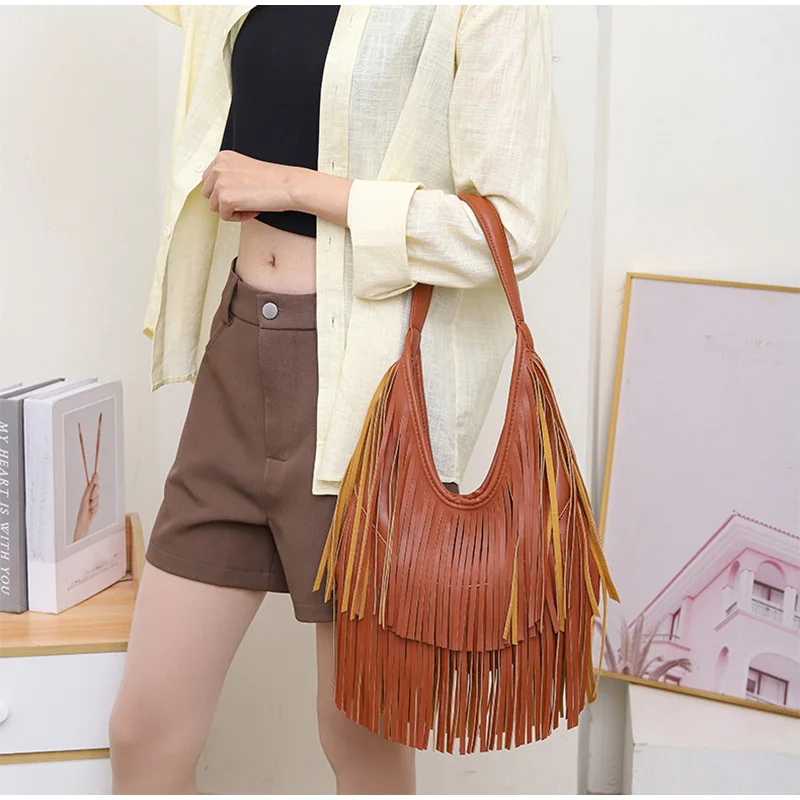 Quaste Große Kapazität Marke Tote Tasche Schwarz Leder Hohe Qualität Luxus Mode Frauen Schulter Tasche Weiche Casual Hobos Achselhöhle Tasche – Detail 15